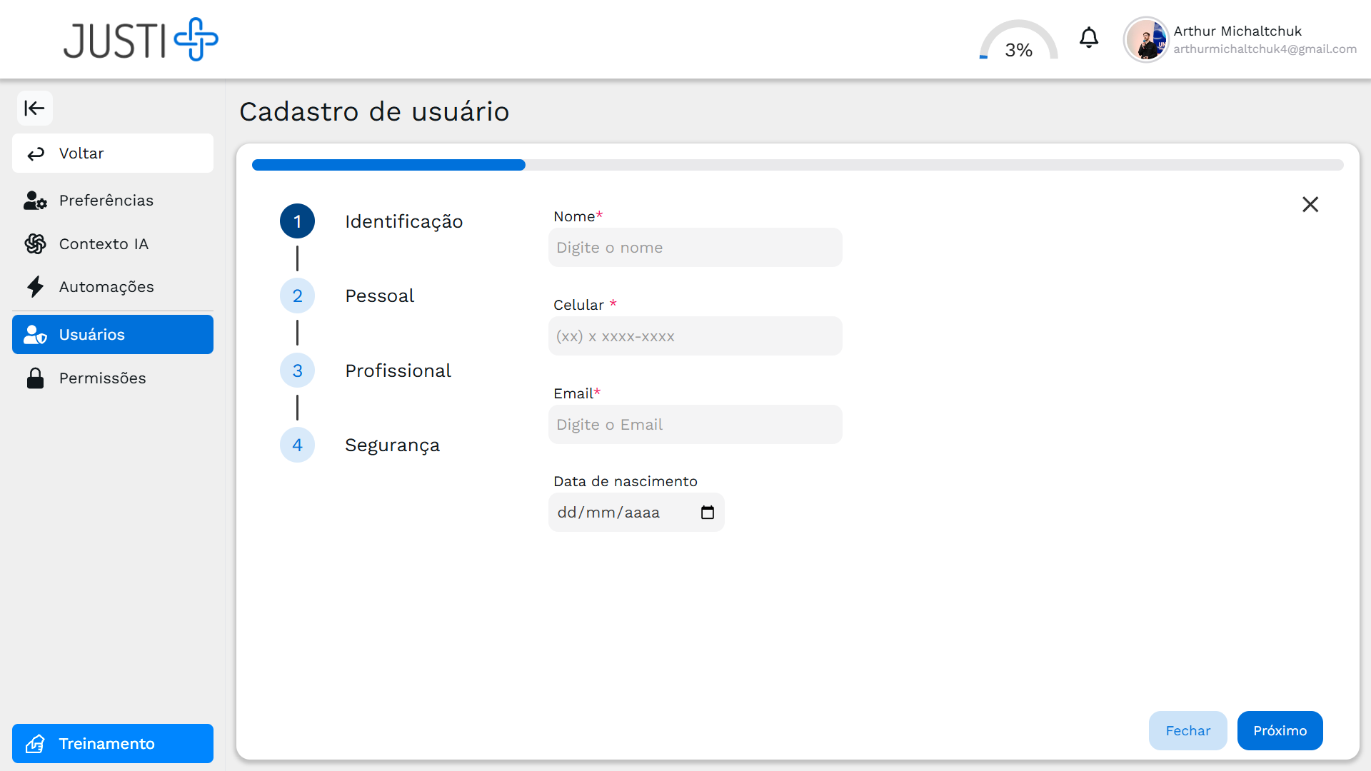 Visão Geral do Cadastro de Usuários