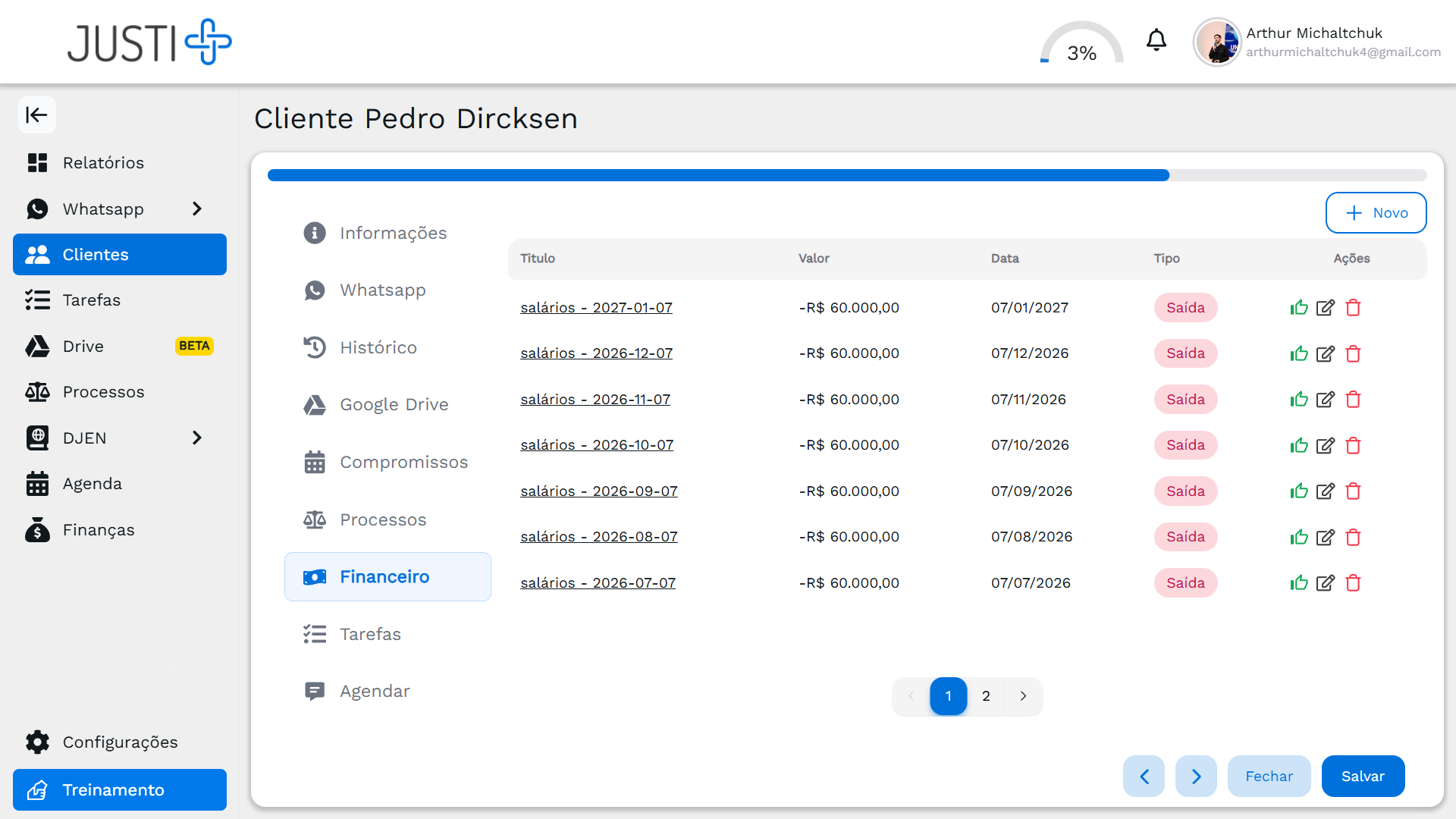 Financeiro do Cliente