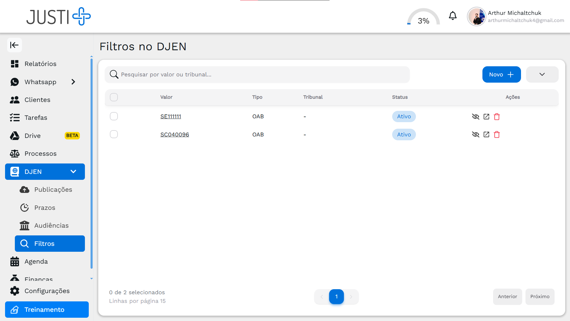 Tela de Monitoramento