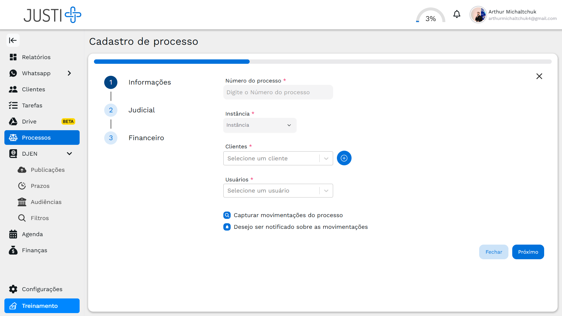 Cadastro de Processos