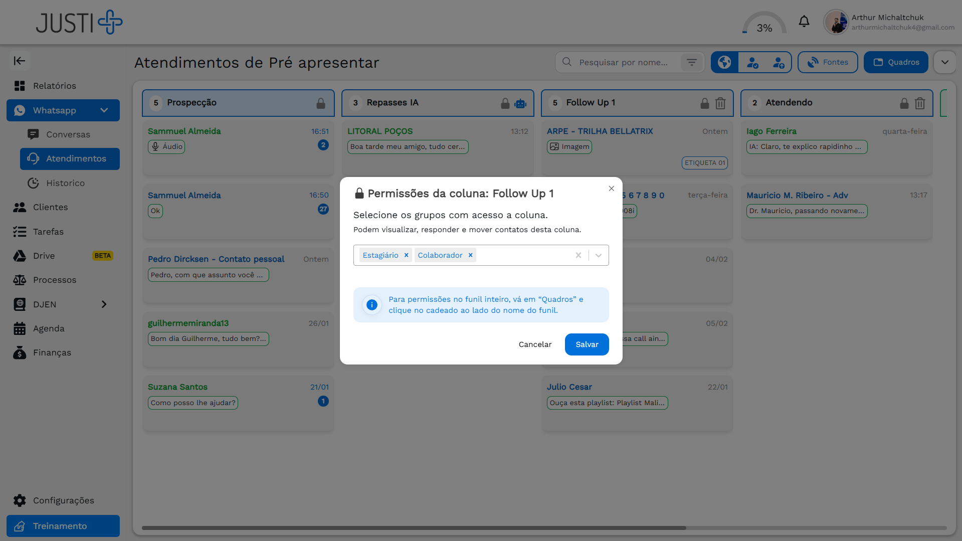 Permissões por coluna