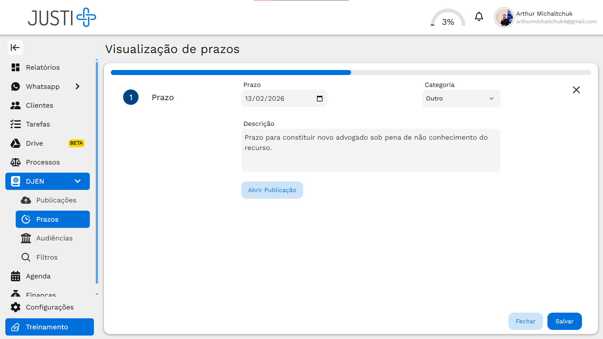 Visualização de Prazo