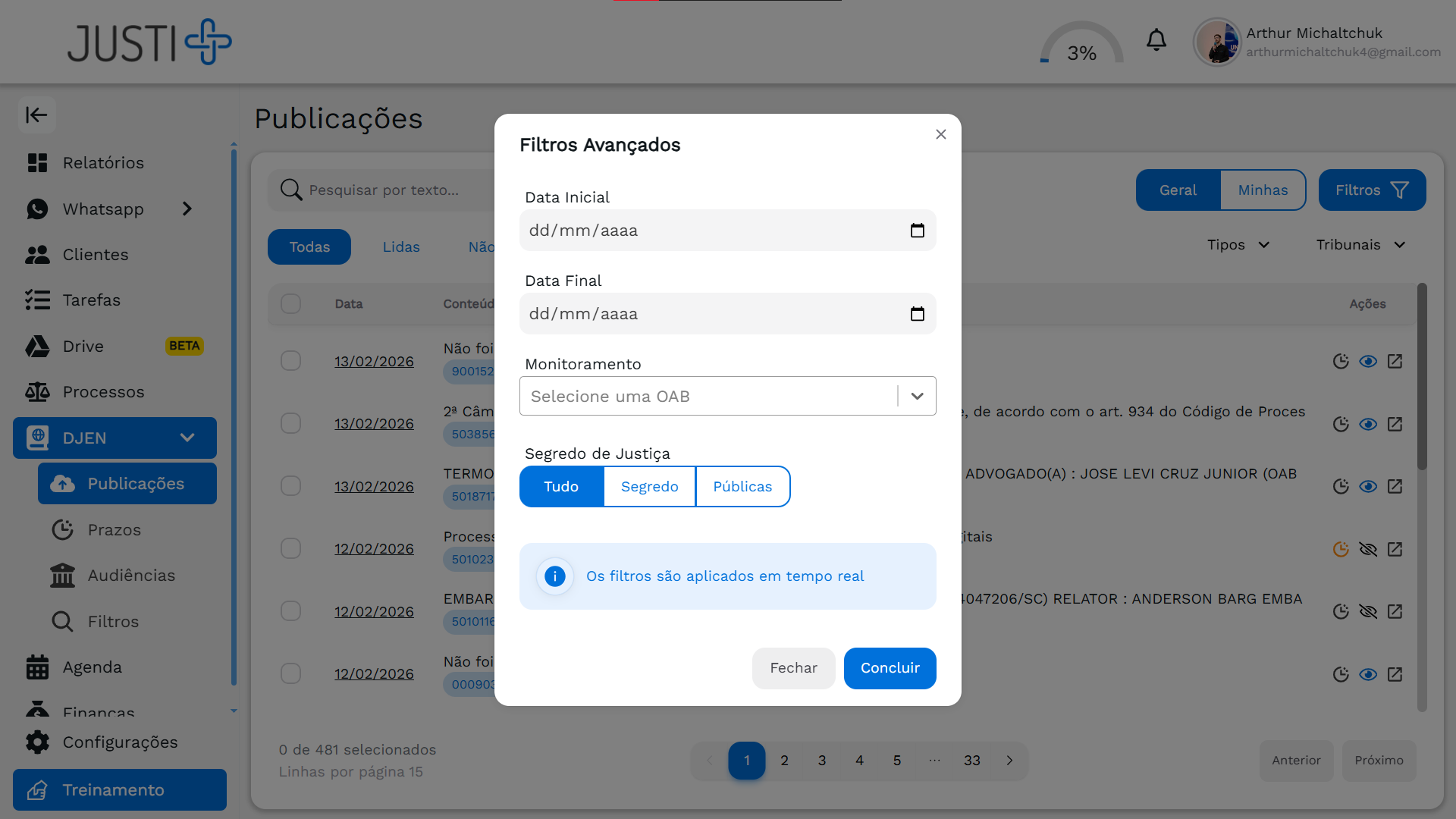 Filtros de Publicações